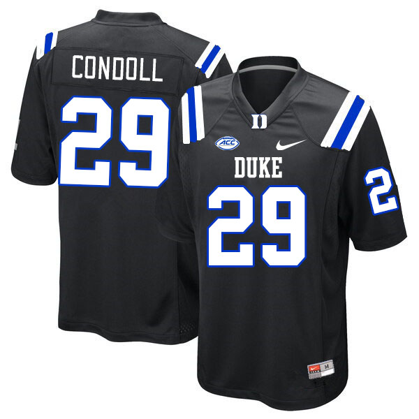 Men #29 Kyren Condoll Duke Blue Devils College Football Jerseys Stitched-Black